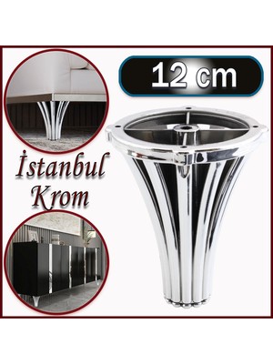 Badem10 Istanbul Konsol Mobilya Kanepe Koltuk Tv Ünitesi Baza Ayağı Orta Sehpası Ayak Ayakları 12 cm Krom