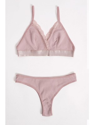 Eminna Dantel Detaylı Flamlı Sütyen Külot Takım