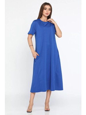 Saksmavisi Bisiklet Yaka Cep Detaylı Kısa Kol Elbise P-00009454