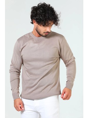 Vizon Erkek Bisiklet Yaka Desenli Triko Kazak P-00005042