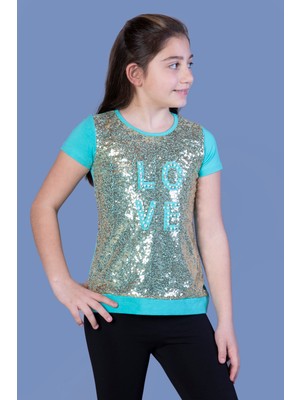 Toontoy Kız Çocuk Önü Komple Pullu Tişört