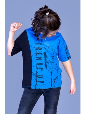 Toontoy Erkek Çocuk Kapüşonlu Garni Detaylı Baskılı Tişört