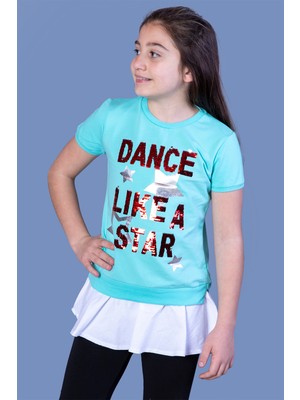 Toontoy Kız Çocuk Dance Pul Nakışlı Tişört