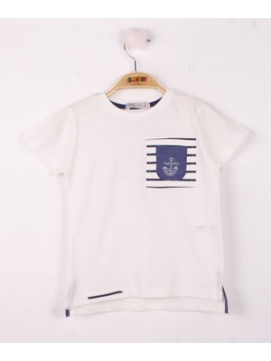Toontoy Erkek Çocuk Cep Üstü Çapa Nakışlı T-Shirt
