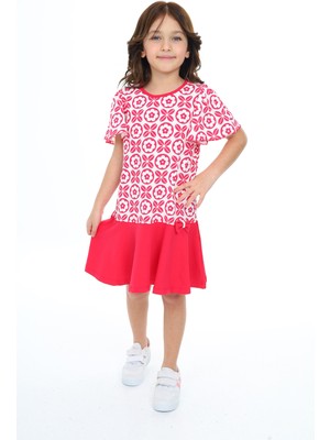 Toontoy Kız Çocuk Baskılı Elbise