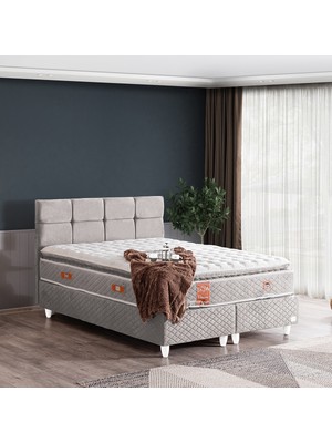 Setay Gümüş İkili Set Tek Kişilik Baza Başlık - Gri