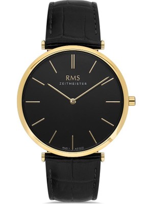 Romanson Rms Zeitmeister RMS.1.AG1532.05 Deri Kordonlu Kristal Camlı Suya Dayanıklı Siyah Erkek Kol Saati