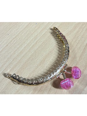 Angel Çanta Aksesuar 10 cm Light Gold Oval Cüzdan Çanta Klipsi Bursu Koyu Pembe