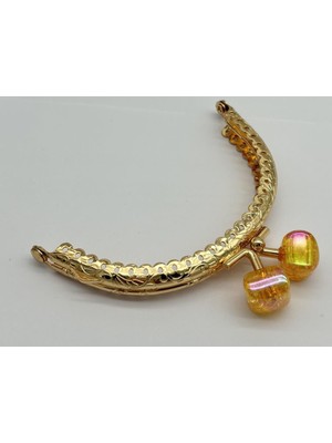 Angel Çanta Aksesuar 10 cm Light Gold Oval Cüzdan Çanta Klipsi Bursu Hardal