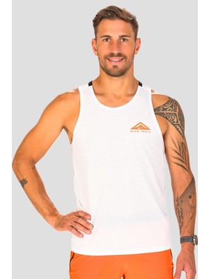 Nike Dri Fit Trail Solar Chase Running Reflektörlü Tank Erkek Antreman Koşu Atleti Beyaz