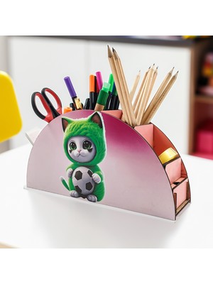 Vagonik Dekoratif Ahşap Masa Üstü Çekmeceli 7 Gözlü Kalemlik Organizer