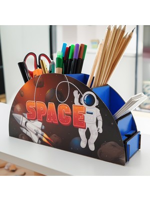 Vagonik Dekoratif Ahşap Masa Üstü Çekmeceli 7 Gözlü Kalemlik Organizer