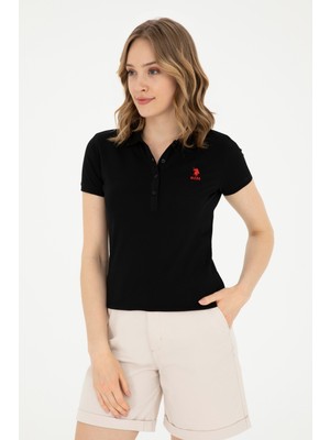 U.S. Polo Assn. Kadın Siyah Basic Polo Yaka Tişört 50280060-VR046