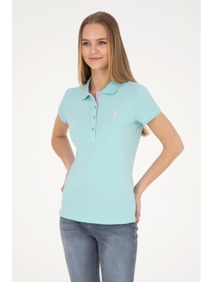 U.S. Polo Assn. Kadın Su Yeşili Basic Polo Yaka Tişört 50289361-VR083