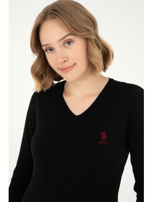 U.S. Polo Assn. Kadın Siyah Triko Kazak 50288997-VR046