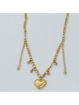 Ödül Moda Çelik Gold Kalpli Kolye