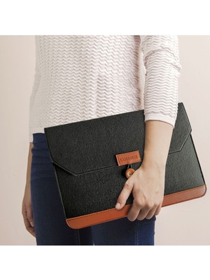 Fibril Casedress Siyah Düğmeli Keçe Laptop ve Evrak Çantası 15.6 Inç