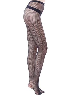 Desenli Fileli Ithal Siyah Külotlu Çorap