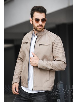 Abuja Slim Fit Fermuar Detaylı Dik Yaka Su Itici Erkek Mevsimlik Mont