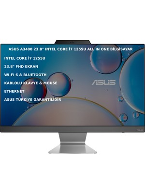 Asus A3400 Intel Core I7 1255U 64GB 512GB SSD 23.8" Fhd Freedos All In One Bilgisayar