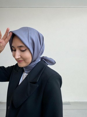 Armine Gri Düz Renk Tivil İpek Eşarp 10D02 - 17