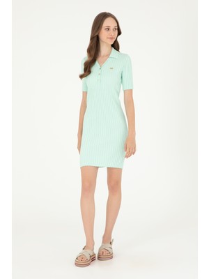 U.S. Polo Assn. Kadın Su Yeşili Mini Boy Triko Elbise 50280475-VR083