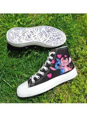 Lias Shoes Laylok Kalp Baskılı Keten Çocuk Spor Ayakkabı Sneaker