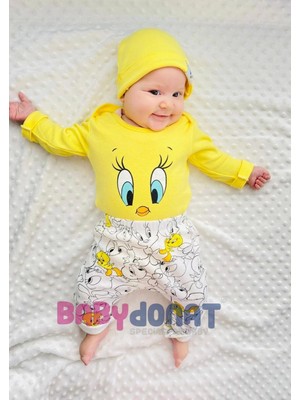 Babydonat Civciv Desenli 3lü Body Takım