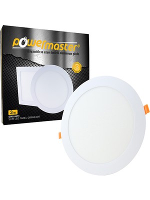 Powermaster 3 Watt Sıva Altı 3000K Günışığı Yuvarlak 70MM Slım Led-Eco Spot Panel (4607)