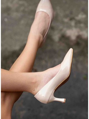 En Cici Moda (Petra) Bej Rugan 6cm Stiletto Ayakkabı
