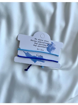 Mediterian Her Zaman Yanında Olur Mavi Doğal Taş Bileklik Seti