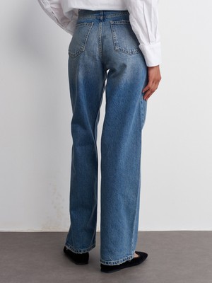 Dilvin 71691 Wideleg Denim Pantolon-Tint