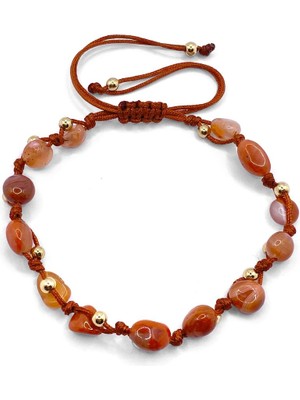 Mediterian Doğal Akik Bileklik, Haki Renkli, Natürel Kesim, Sağlık ve Huzur Desteği