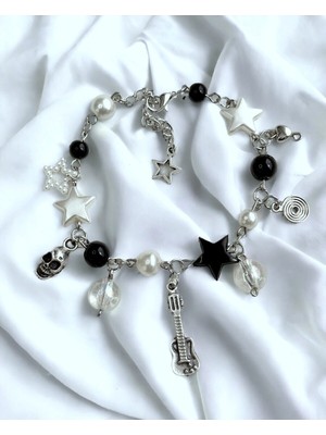 Mediterian Siyah İnci Gotik Boncuk Bileklik, Şık ve Zarif Takı Tasarımı