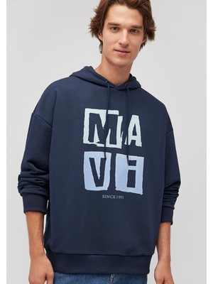 Mavi Logo Baskılı Kapüşonlu Lacivert Sweatshirt 0S10133-70490