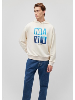 Mavi Baskılı Beyaz Sweatshirt 0S10133-70057