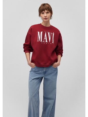 Mavi Logo Baskılı Kırmızı Sweatshirt 1S10177-70392