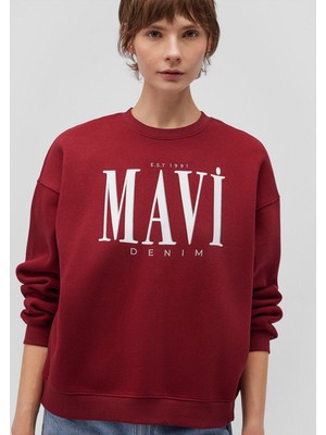 Mavi Logo Baskılı Kırmızı Sweatshirt 1S10177-70392