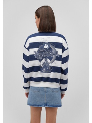 Mavi Hogwarts Baskılı Lacivert Çizgili Sweatshirt 1S10263-84634