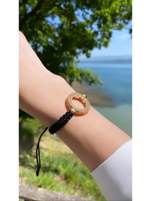 Mediterian Çeyrek Altın Uyumlu Makrome Bileklik, Altın Kaplama, Zarif ve Şık Takı