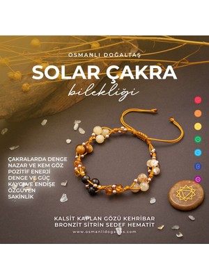 Mediterian Çok Renkli Doğal Taşlı Makrome Bileklik, Sertifikalı, Solar Plexus Çakrası İle