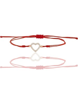 Mediterian Pembe zirkon taşlı kalp bileklik, şık ve zarif tasarım, 925 ayar gümüş.