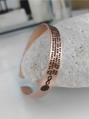 Mediterian Kadim Sayılar ve Sonsuzluk Temalı Bakır Şans Bilekliği, Metalik Renk