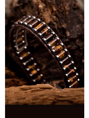 Mediterian Kahverengi Doğal Taş Erkek Bileklik, Şık ve Doğal Takı