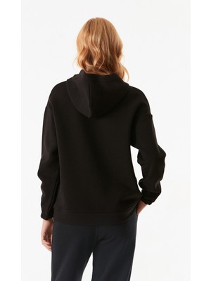 Basic Oversize Yarım Fermuarlı Kapüşonlu Sweatshirt