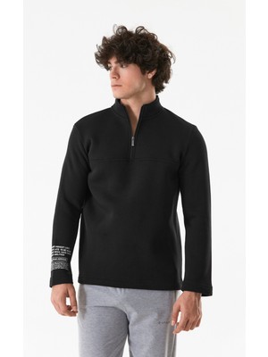 Basic Yarım Fermuarlı Dik Yaka  Sweatshirt