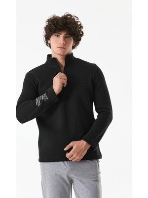 Basic Yarım Fermuarlı Dik Yaka  Sweatshirt