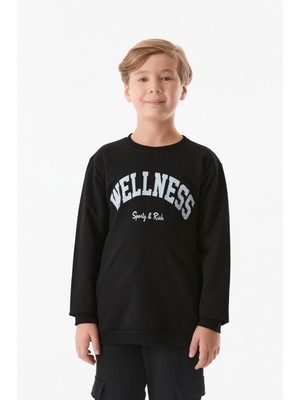 Wellnes Yazı Baskılı Erkek Çocuk Sweatshirt