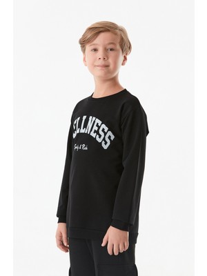 Wellnes Yazı Baskılı Erkek Çocuk Sweatshirt