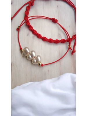 Mediterian İnci Beyaz 2'li Bileklik Seti, Arkadaş, Dost, Sevgili İçin Şık Hediye